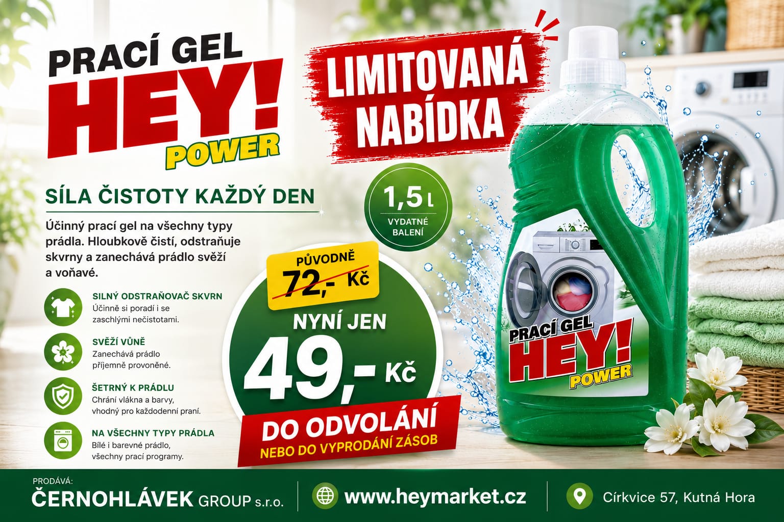 letak hey power praci gel 1-5l akce 49kc